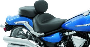 Yamaha Raider Two-Piece Motorcycle Seat - Mustang Motorcycle - Wide Touring with Driver Backrest - Black - `08-`17 Yamaha Raider Two-Piece Motorcycle Seat - Mustang Motorcycle - Wide Touring with Driver Backrest - Black - `08-`17